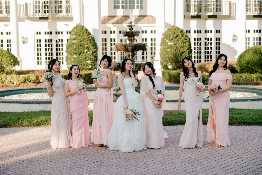 Bridal party in front of Luxmore Grande Estate